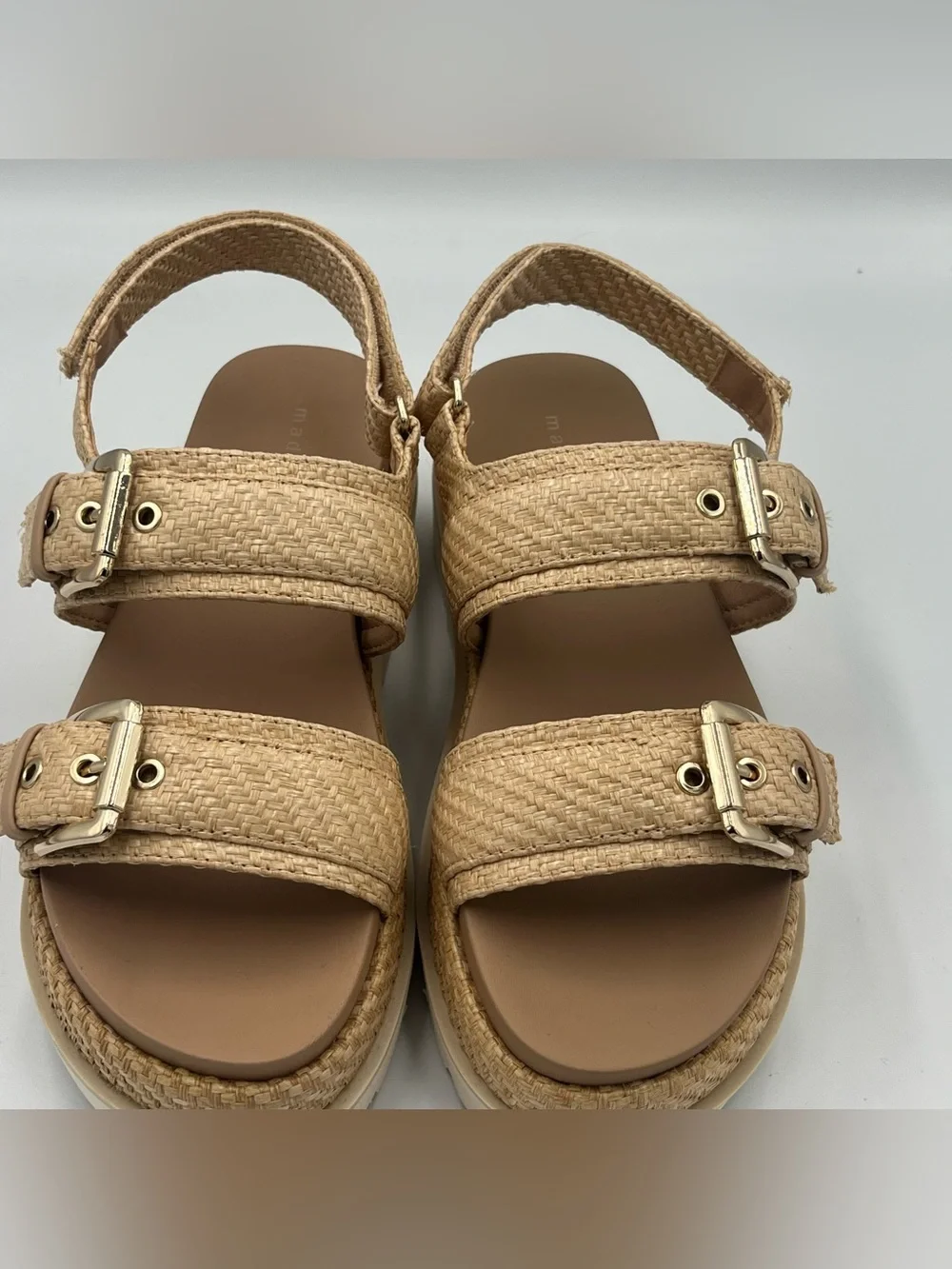 Madden Girl Marciaa Platform Sandals Natural Raffia Women’s Size 8